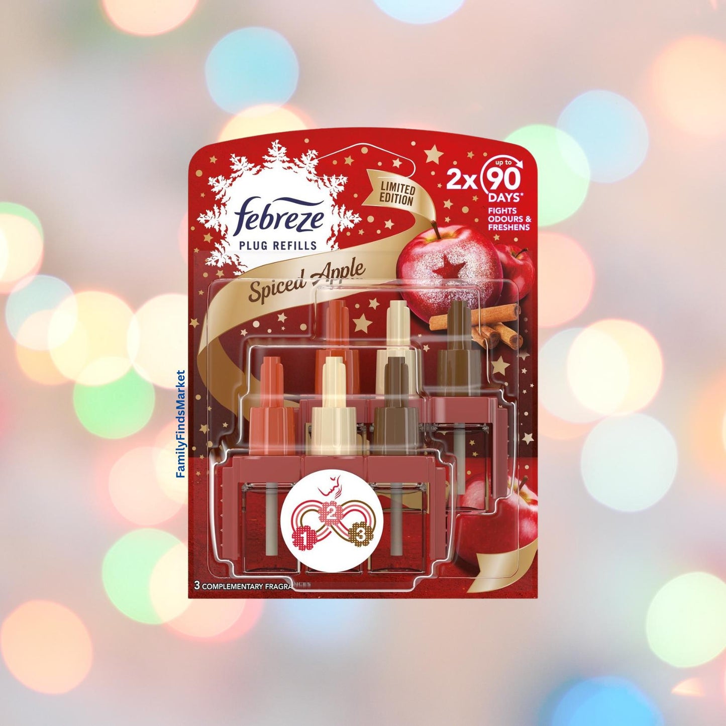 Febreze 3Volution Air Freshener Twin Plug in Refill Spiced Apple Christmas Scent 2x 20ml