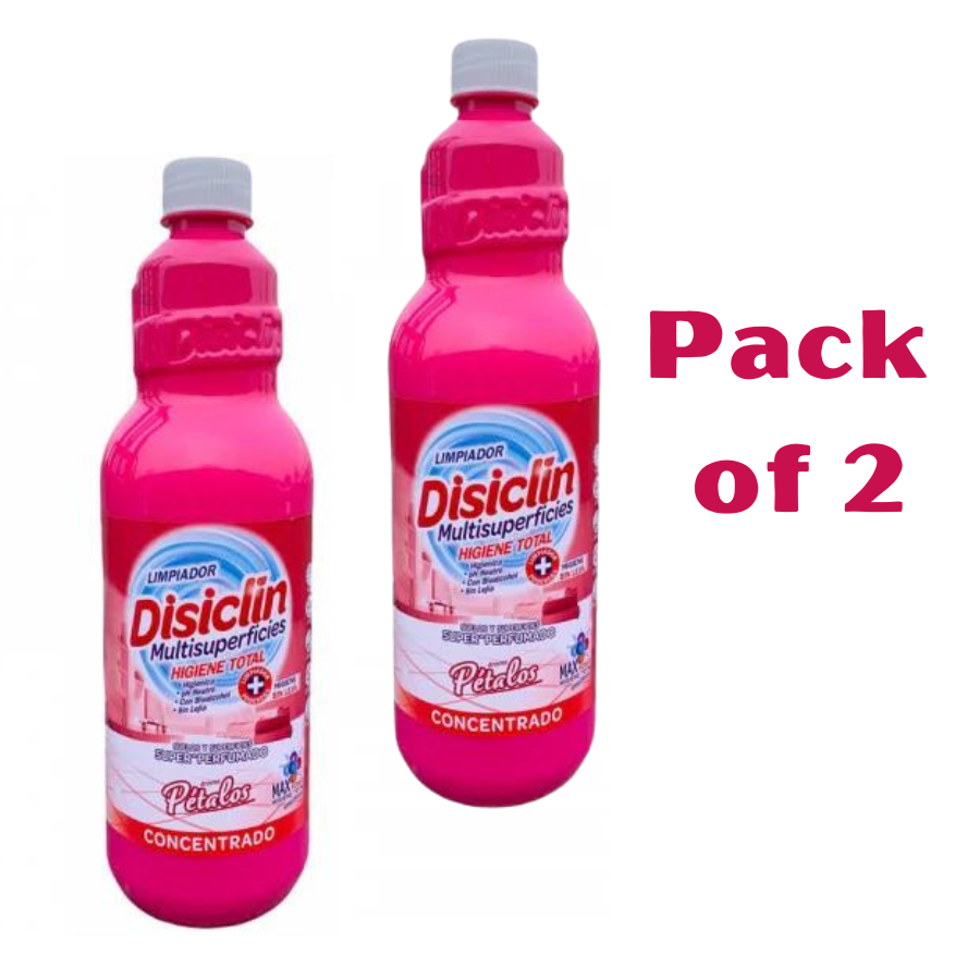 Pack of 2 - Disiclin Petals Multipurpose Floor and Surface Cleaner 1L - Eco-Friendly Spanish Cleaning Solution