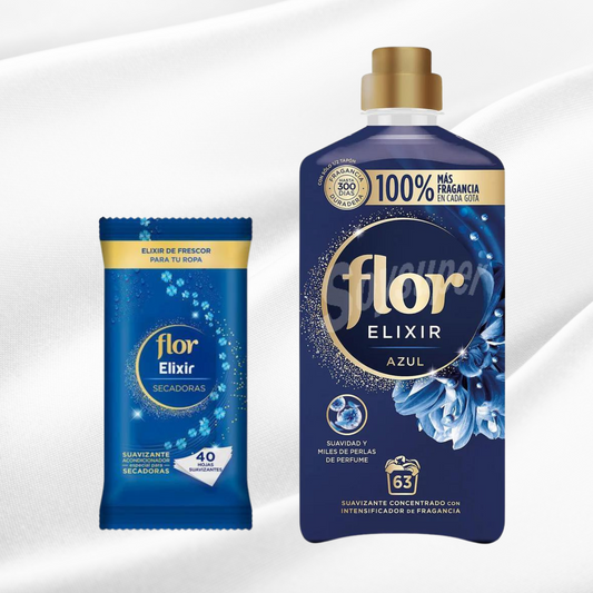 🌸✨ Flor Elixir Laundry Bundle - Azul Scent Fabric Softener & Tumble Dryer Sheets