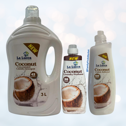 La Lucca Coconut Laundry Bundle - Detergent, Laundry Perfume, Softener