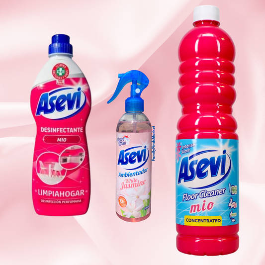 Asevi Cleaning Bundle - Mio & White Jasmine - Floor Cleaner, Disinfectant & Freshner