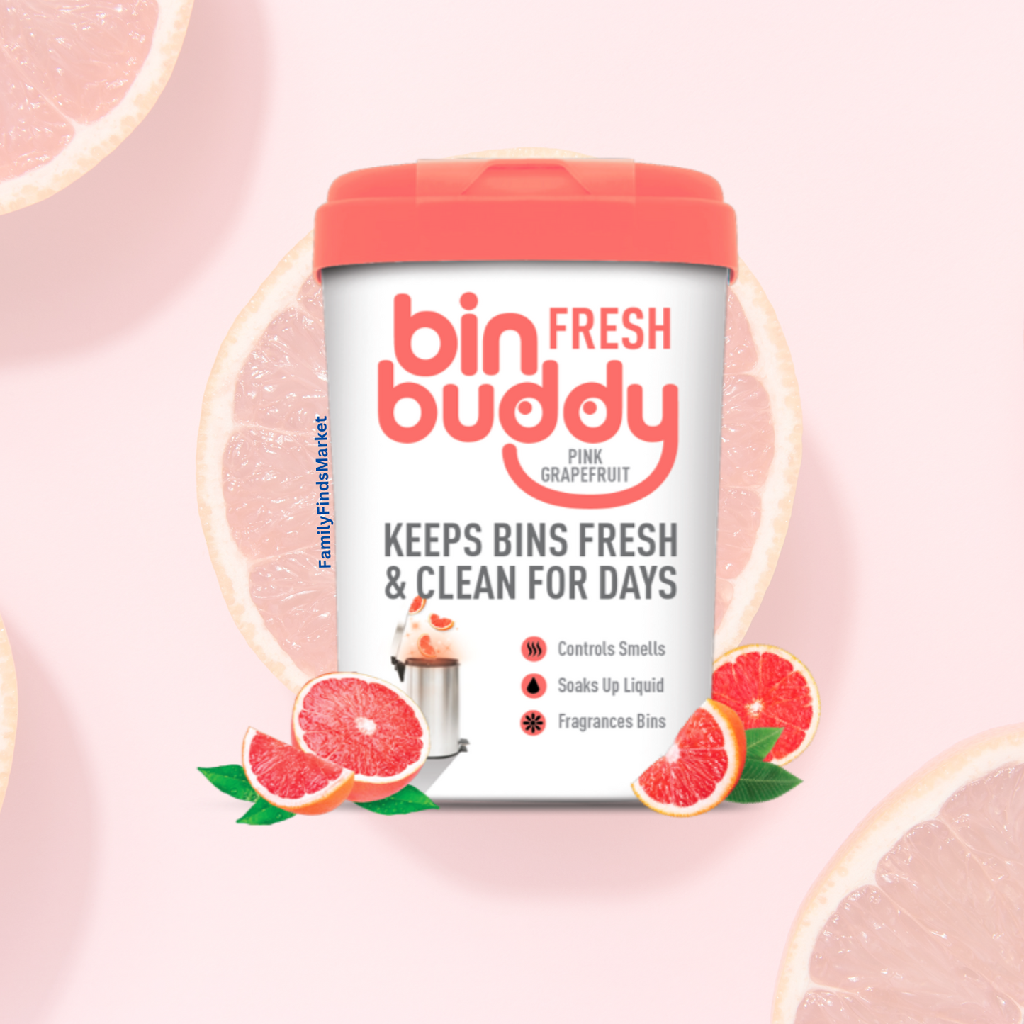 Bin Buddy Fresh Pink Grapefruit 450g, Bin Deodoriser Powder