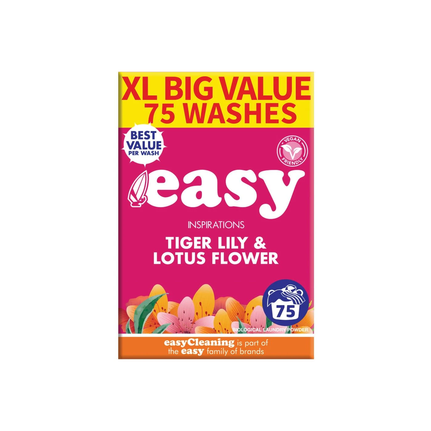 Easy Inspirations Tiger Lily & Lotus Flower Powder Detergent XL Big Value 75 Washes