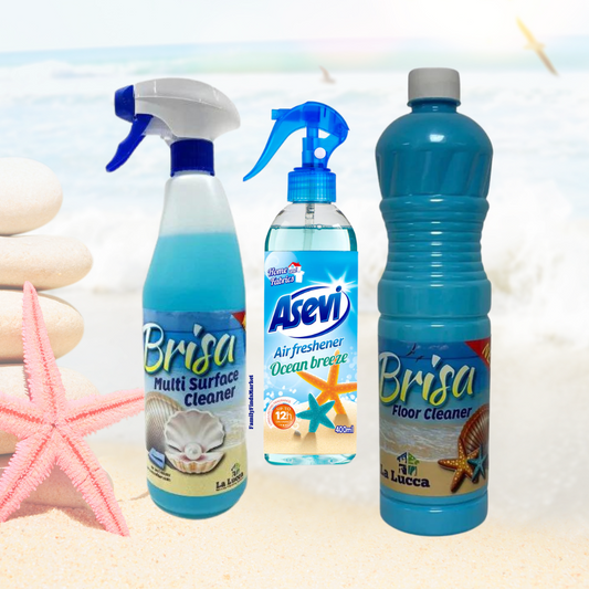 Asevi Brisa Bundle - Room & Fabric Spray, Multipurpose Cleaner Spray & Floor Cleaner Spanish Cleaning