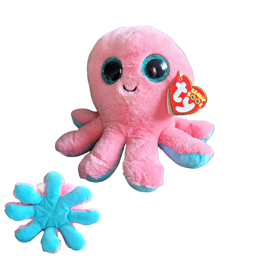 TY Beanie Boo Collection Pink Octopus Sheldon Plush Soft pl