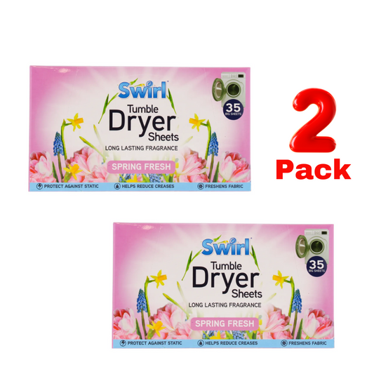 2 x Swirl Tumble Dryer Sheets Spring Fresh (70 sheets in total)