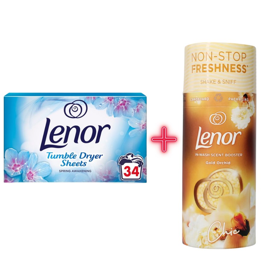 Lenor Bundle Laundry Perfume Tumble Dryer Sheets + Scent Boosters Gold Orchid