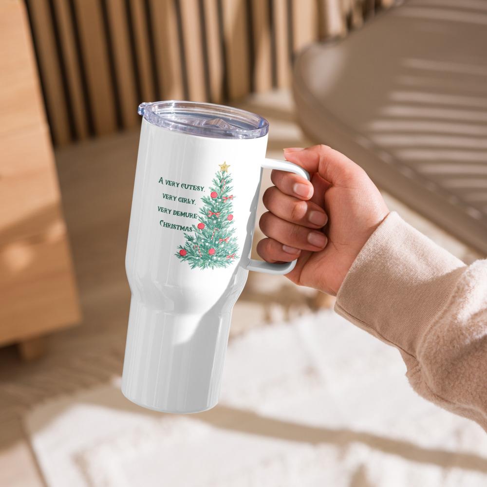 Very Cutesy, Very Demure Christmas Mug Gift Idea - Travel mug with a handle