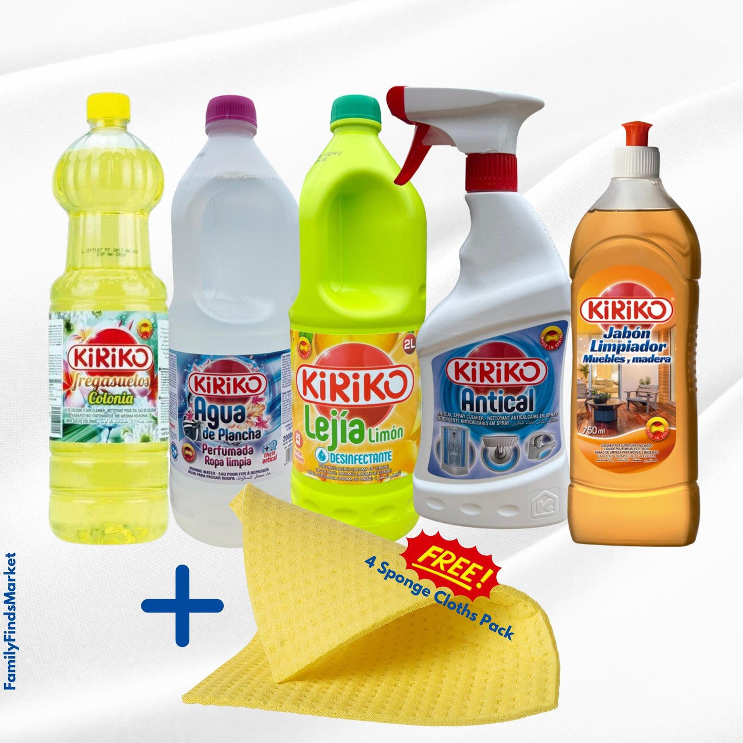 Mega Kiriko Cleaning Bundle + Free Sponge Cloths Pack of 4 - Spanish Cleaning Ultimate Cleaning Bundle