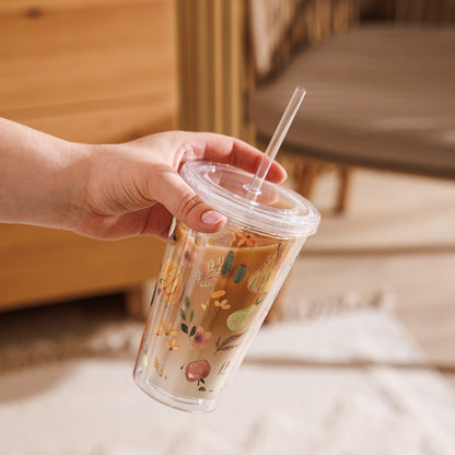 Cute Autumn Fall Girly Tumbler - Clear plastic tumbler