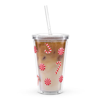 Christmas Candy Cane Clear Tumbler