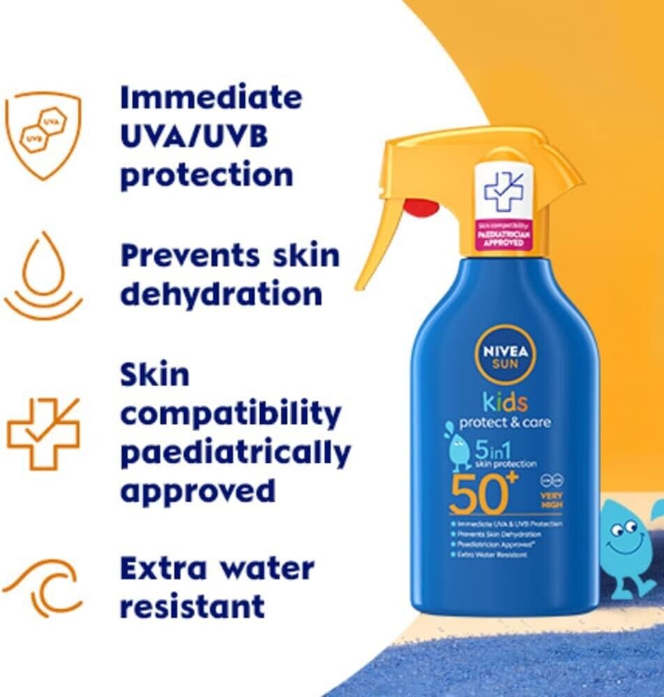 Nivea Sun - Kids 50+ SPF Sunscreen Spray With Child Lock - Protect and Care Summer Essential